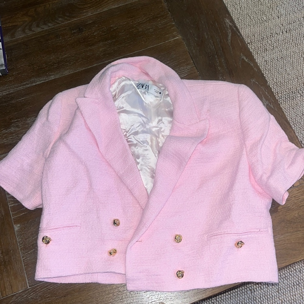ZARA: Pink Tweed Blazer